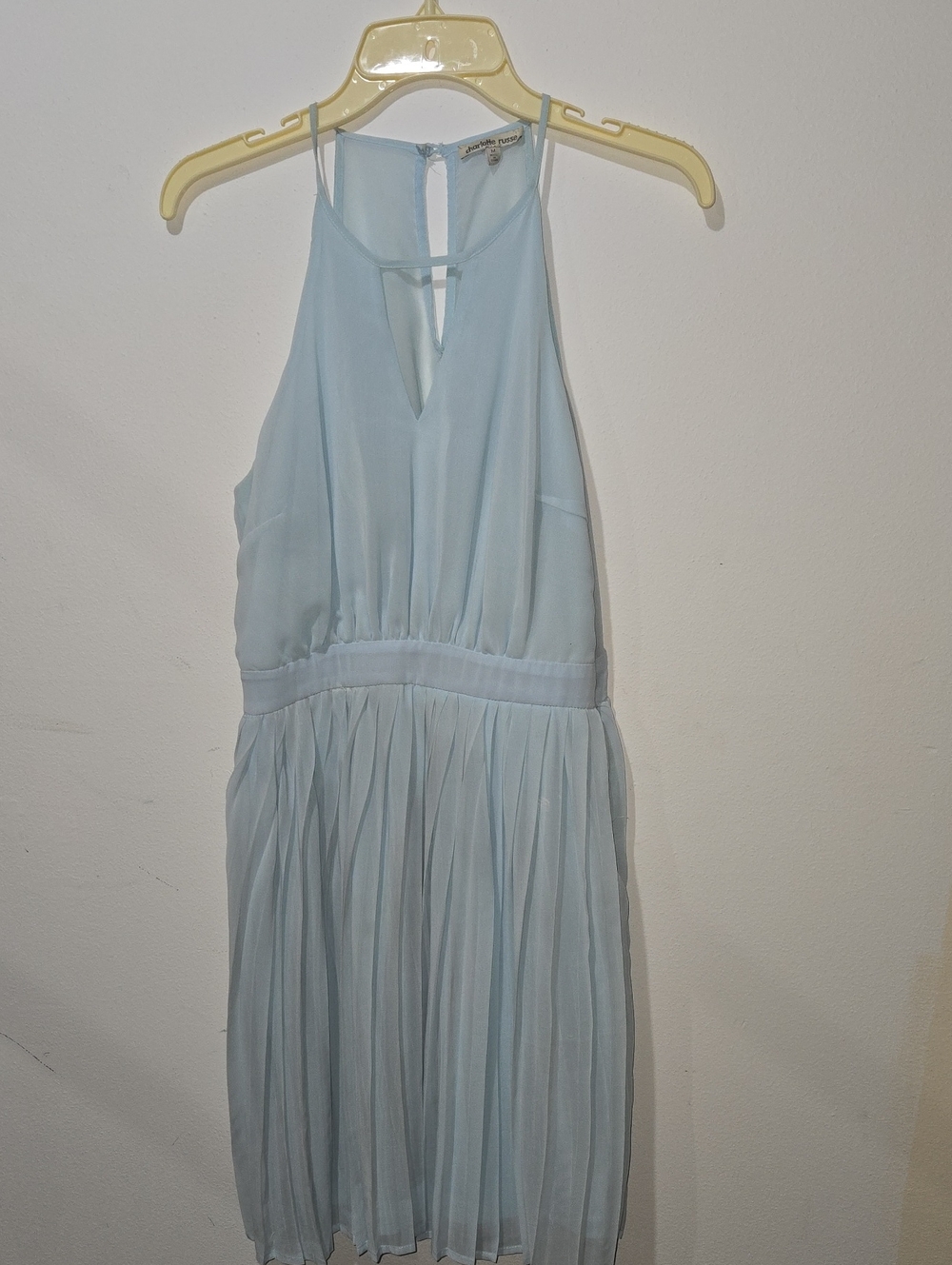 Charlotte Russe- Light Blue Halter Pleated Midi Dress